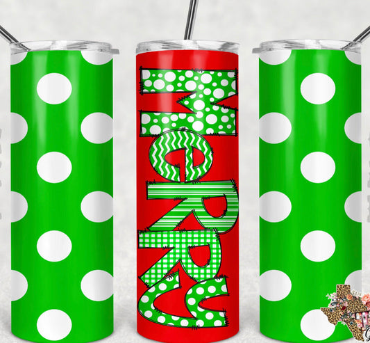 Merry and Bright - 20oz or 30oz as Skinny Tumblers w/ Lid and Metal Straw
