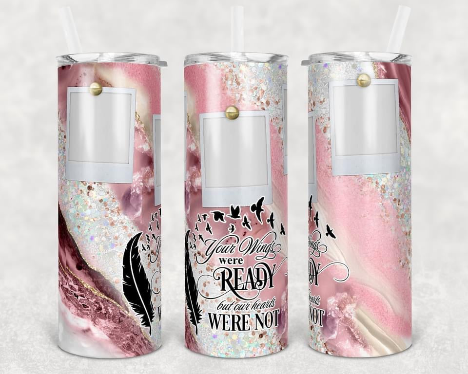 Pin Wings not ready to fly - 20 oz or 30oz Skinny Tumblers w/ Lid and Metal Straw