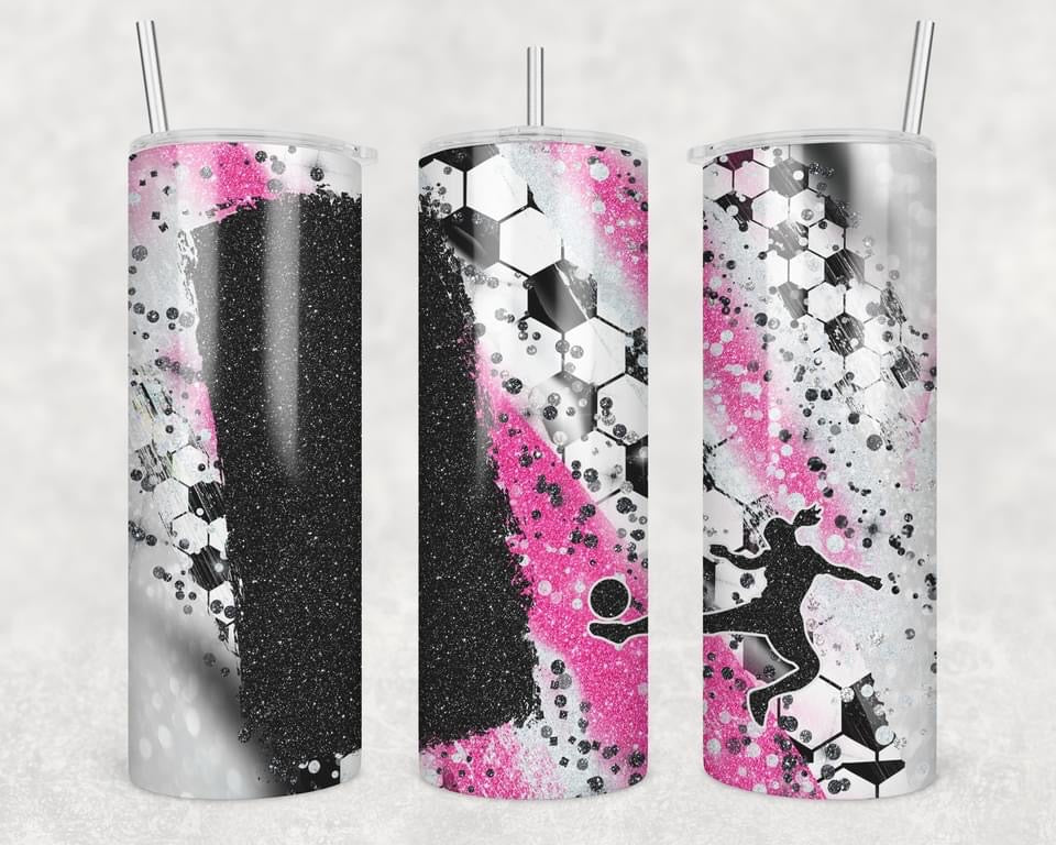 Soccer-20 oz or 30oz Skinny Tumblers w/ Lid and Metal Straw