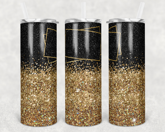 Gold Sparkle Custom- 20oz or 30oz Skinny Tumblers w/ Lid and Metal Straw