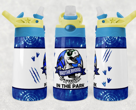 Brotherhood in the Park Dinosaur - 12oz Kids Flip Cup water Bottle Tumbler