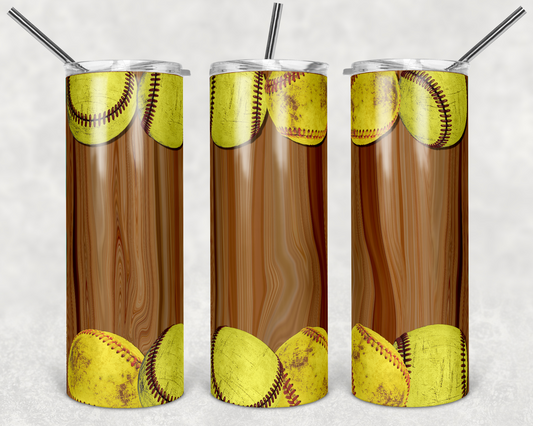 Softball , Sports - 20oz or 30oz Skinny Tumblers w/ Lid and Metal Straw