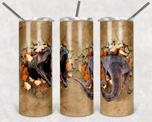 Dinosaur Tail - 20 oz or 30oz Skinny Tumblers w/ Lid and Metal Straw