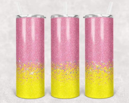 Pink and Yellow Ombré - 20oz or 30oz Skinny Tumblers w/ Lid and Metal Straw