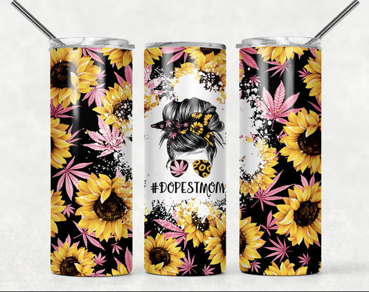 Dopest MomSunflower  MJ - 20oz or 30oz Skinny Tumblers w/ Lid and Metal Straw