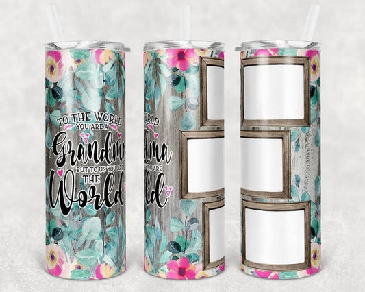 Grandma with pictures - 20 oz Skinny Tumblers w/ Lid and Metal Straw