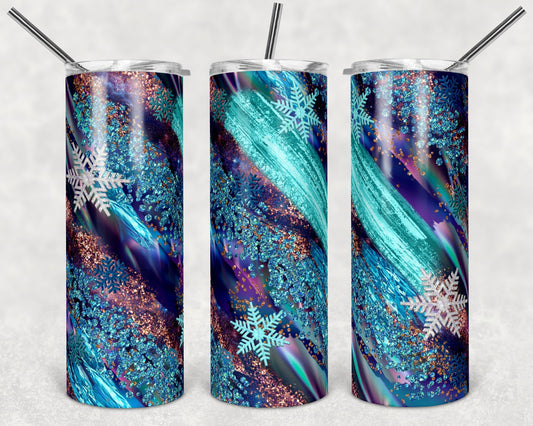 Christmas Glitter- 20oz or 30oz Skinny Tumblers w/ Lid and Metal Straw