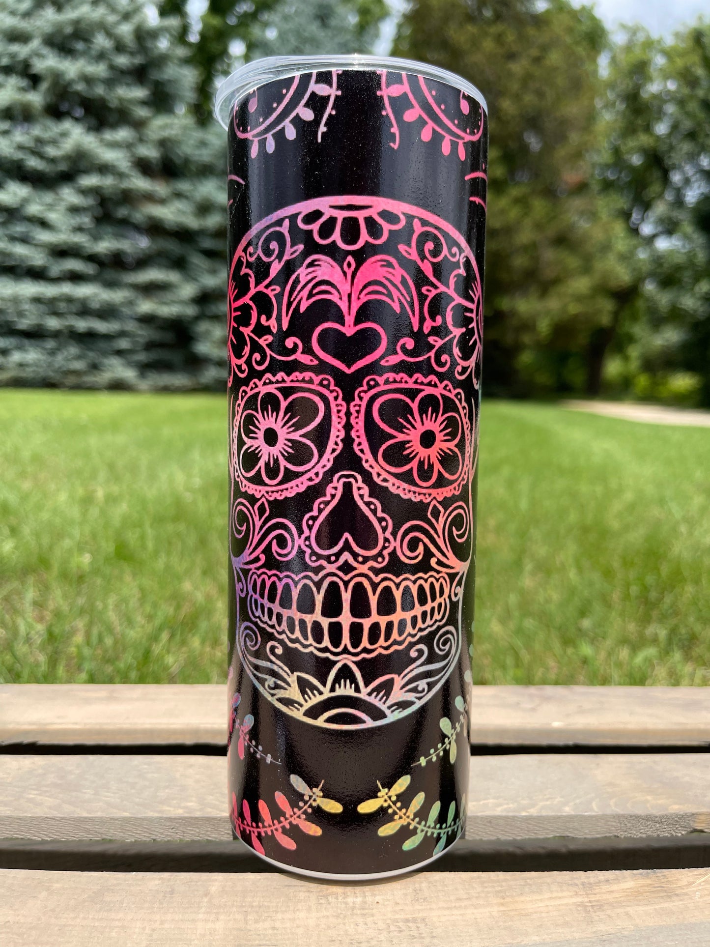 Colorful Skull Sale - 20 oz Skinny Tumblers w/ Lid and Metal Straw