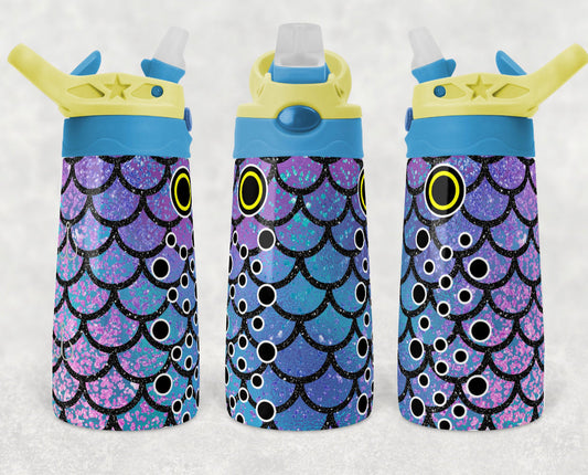 Blue Purple Fish - 12oz Kids Flip Cup water Bottle Tumbler