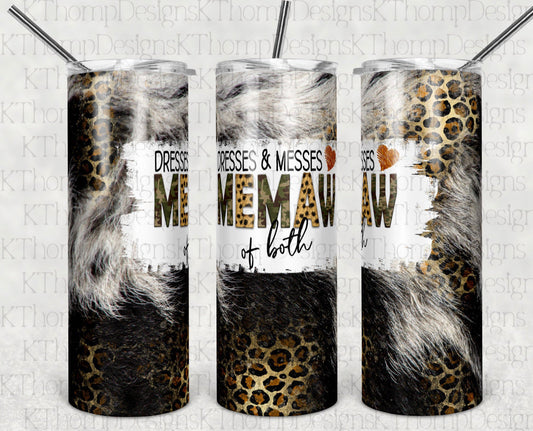 Cheetah Memaw - 20oz or 30oz Skinny Tumblers w/ Lid and Metal Straw