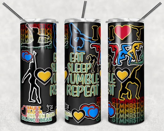 Gymnastics, Tumbler , Sports - 20oz or 30oz Skinny Tumblers w/ Lid and Metal Straw