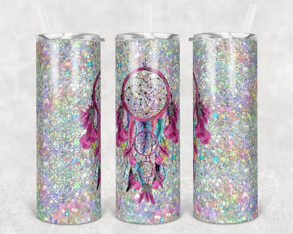 Dream Catcher Center - 20 oz or 30oz Skinny Tumblers w/ Lid and Metal Straw