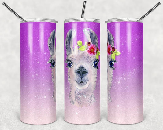 Purple Lama - 20oz or 30oz Skinny Tumblers w/ Lid and Metal Straw