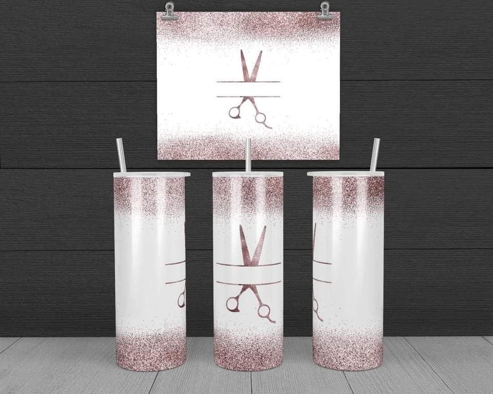 Hairdresser Scissors - 20 oz or 30oz Skinny Tumblers w/ Lid and Metal Straw