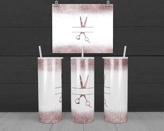 Hairdresser Scissors - 20 oz or 30oz Skinny Tumblers w/ Lid and Metal Straw
