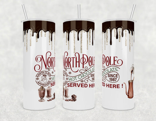 North Pole Christmas Pattern - 20oz or 30oz Skinny Tumblers w/ Lid and Metal Straw