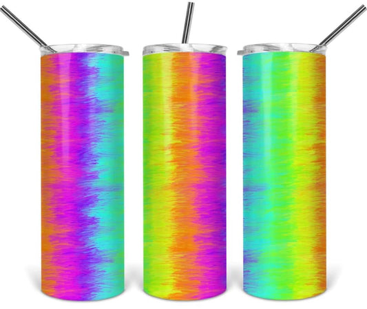 Neon Rainbow Colors - 20oz or 30oz Skinny Tumblers w/ Lid and Metal Straw