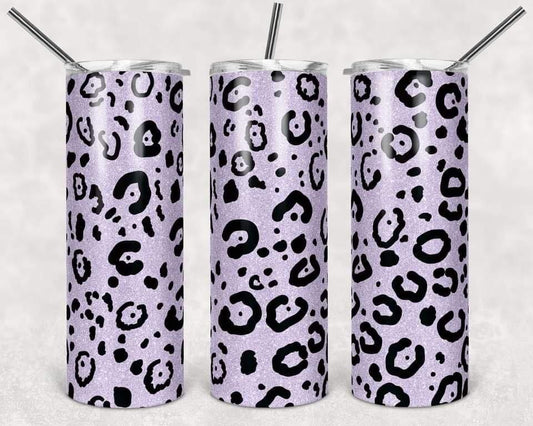 Pink Leopard Print - 20oz or 30oz Skinny Tumblers w/ Lid and Metal Straw