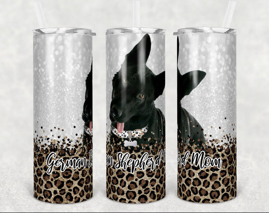 German Shepard Dog Mom - 20oz or 30oz Skinny Tumblers w/ Lid and Metal Straw