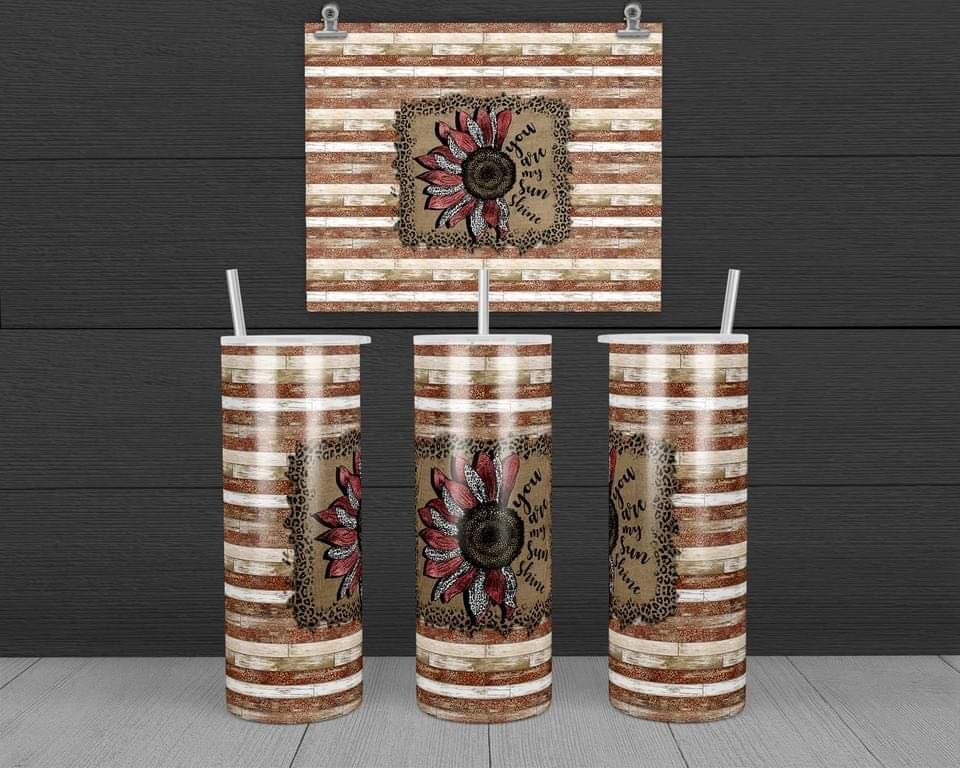Sunflower with words - 20 oz or 30oz Skinny Tumblers w/ Lid and Metal Straw