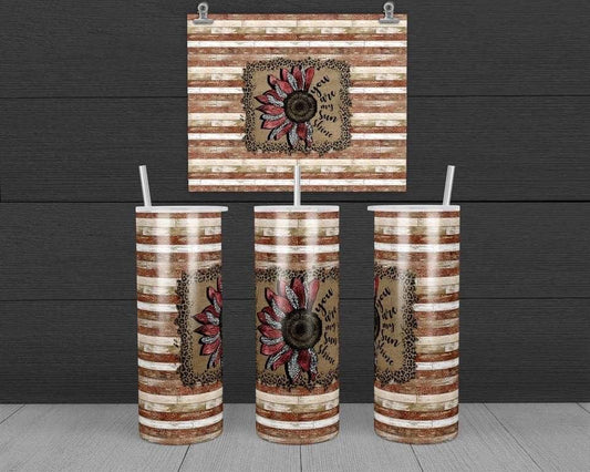 Sunflower with words - 20 oz or 30oz Skinny Tumblers w/ Lid and Metal Straw