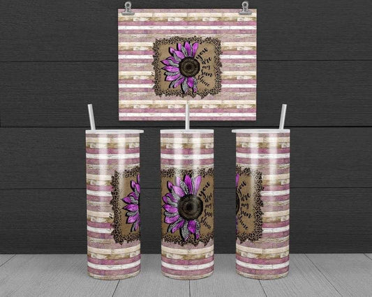 Sunflower with words - 20 oz or 30oz Skinny Tumblers w/ Lid and Metal Straw