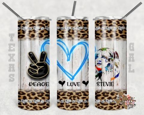 Peace Love Stevie Peace Sign - 20oz or 30oz Skinny Tumblers w/ Lid and Metal Straw