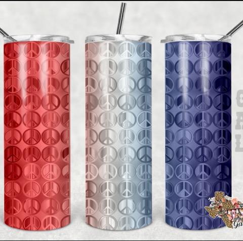 Red, White & Blue Peace Sign - 20oz or 30oz Skinny Tumblers w/ Lid and Metal Straw