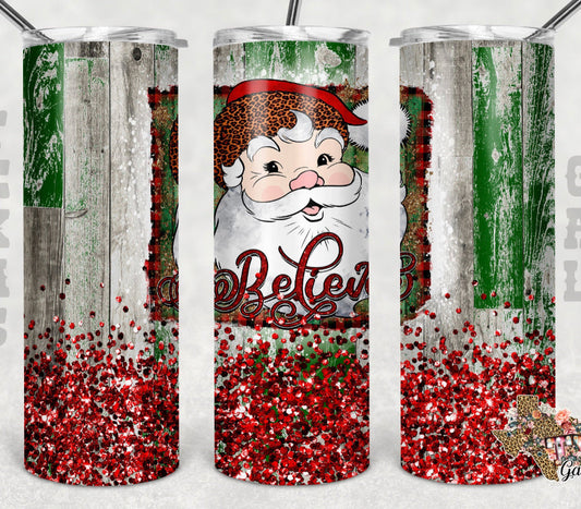 Believe Christmas - 20oz or 30oz Skinny Tumblers w/ Lid and Metal Straw