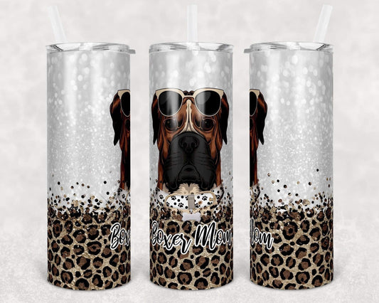 Boxer Dog Mom - 20oz or 30oz Skinny Tumblers w/ Lid and Metal Straw
