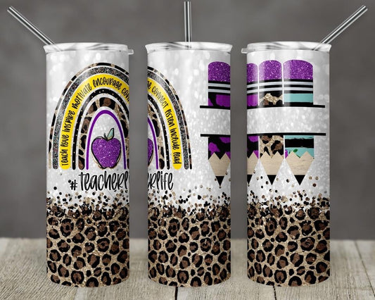 Teacher Life - 20oz or 30oz Skinny Tumblers w/ Lid and Metal Straw