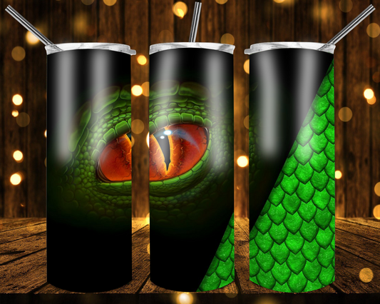 Lime Green & Black Dragon Eye- 20oz or 30oz Skinny Tumblers w/ Lid and Metal Straw
