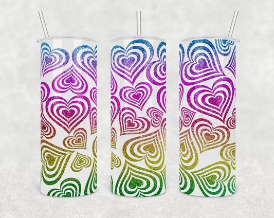 Colorful hearts - 20 oz or 30oz Skinny Tumblers w/ Lid and Metal Straw