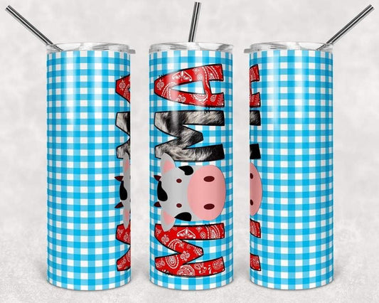 Cow Mama - 20 oz or 30oz Skinny Tumblers w/ Lid and Metal Straw