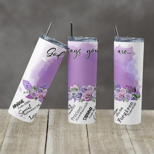 Purple God Said - 20 oz or 30oz Skinny Tumblers w/ Lid and Metal Straw