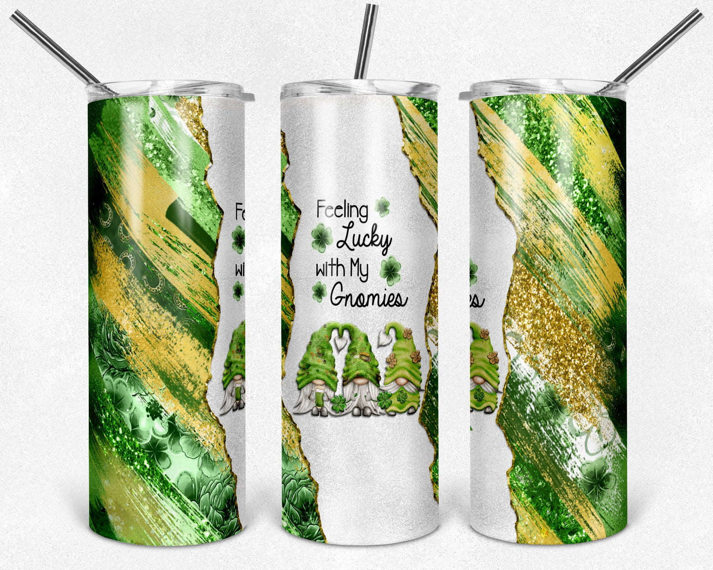 Gnome St Patrick’s Day- 20oz or 30oz Skinny Tumblers w/ Lid and Metal Straw