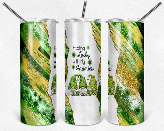 Gnome St Patrick’s Day- 20oz or 30oz Skinny Tumblers w/ Lid and Metal Straw