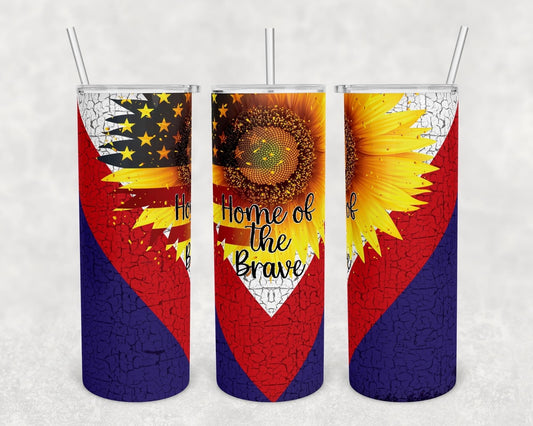 Home of the Brave- 20 oz or 30oz Skinny Tumblers w/ Lid and Metal Straw