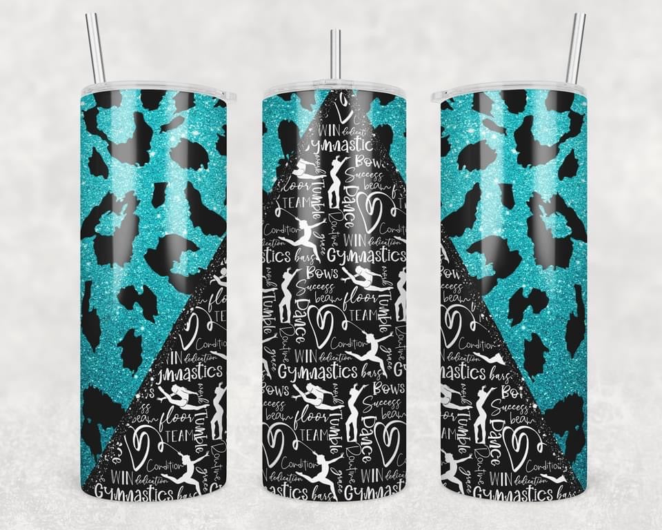 Blue Cheetah Dance- 20 oz or 30oz Skinny Tumblers w/ Lid and Metal Straw
