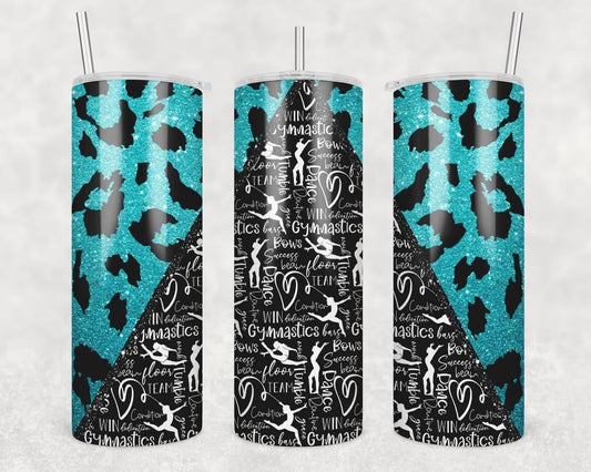 Blue Cheetah Dance- 20 oz or 30oz Skinny Tumblers w/ Lid and Metal Straw