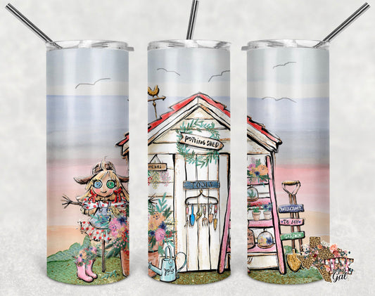Gardener Shed- 20oz or 30oz Skinny Tumblers w/ Lid and Metal Straw