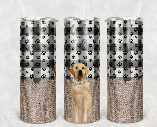Yellow Lab Dog - 20 oz Skinny Tumblers w/ Lid and Metal Straw