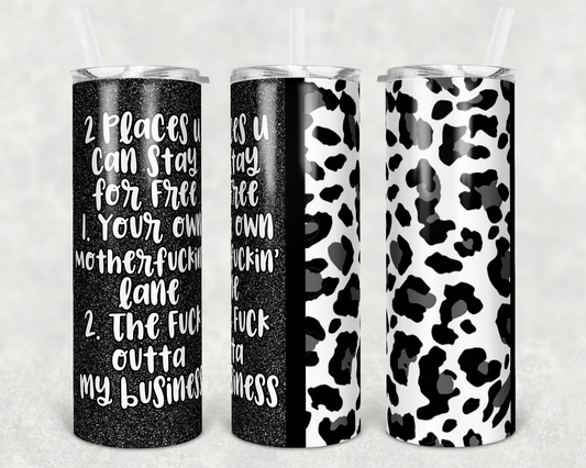 Places I Can Stay For Free - 20oz or 30oz Skinny Tumblers w/ Lid and Metal Straw