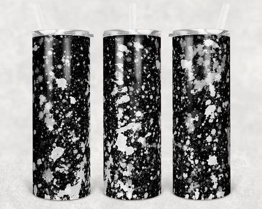 Black Paint Splatter- 20 oz or 30oz Skinny Tumblers w/ Lid and Metal Straw