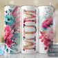 Mum Hot Pink Floral Full Wrap -20oz or 30oz Skinny Tumblers w/ Lid and Metal Straw