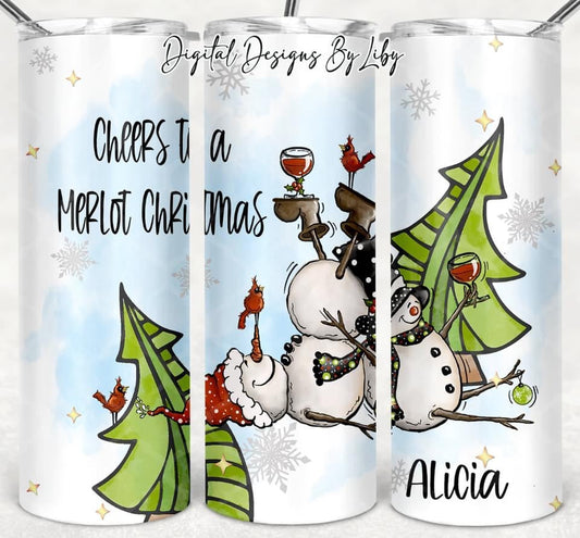 Christmas - 20oz or 30oz Skinny Tumblers w/ Lid and Metal Straw