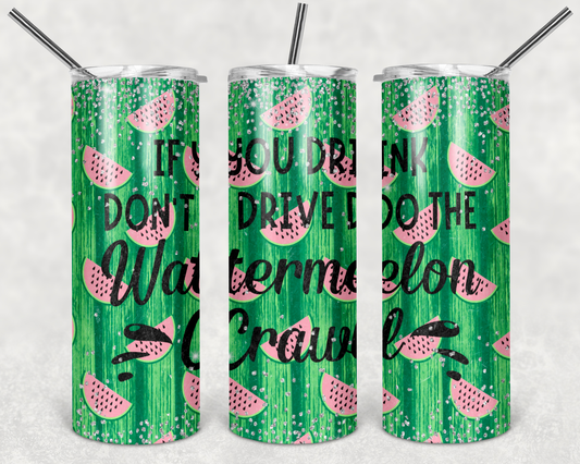 Watermelon Crawl -20oz or 30oz Skinny Tumblers w/ Lid and Metal Straw