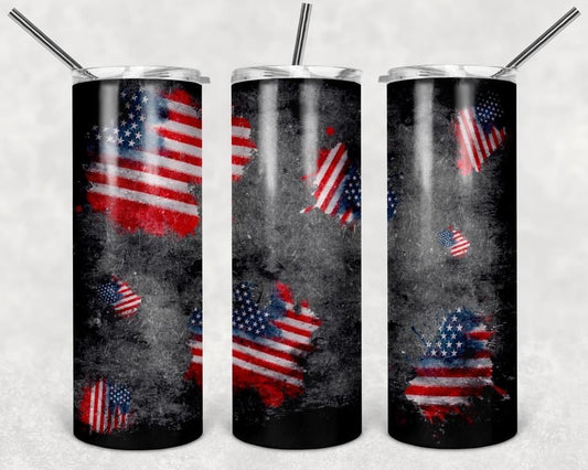 Black Charcoal Flags- 20oz or 30oz Skinny Tumblers w/ Lid and Metal Straw