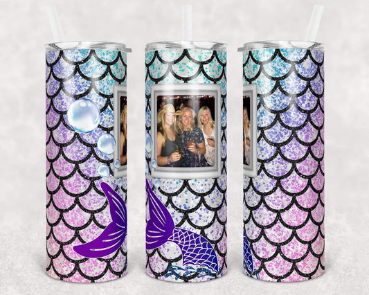 Mermaid Picture  - 20oz or 30oz Skinny Tumblers w/ Lid and Metal Straw