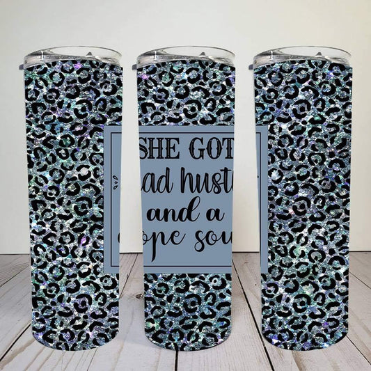 She Got Hustle Cheetah- 20oz or 30oz Skinny Tumblers w/ Lid and Metal Straw
